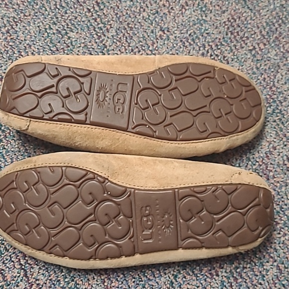 UGG Ansley Tan Suede Wool Moccasin Slippers - Picture 4 of 11